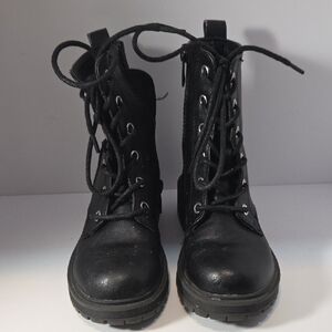 Link Women's Black Lace-Up Combat & Moto Boots